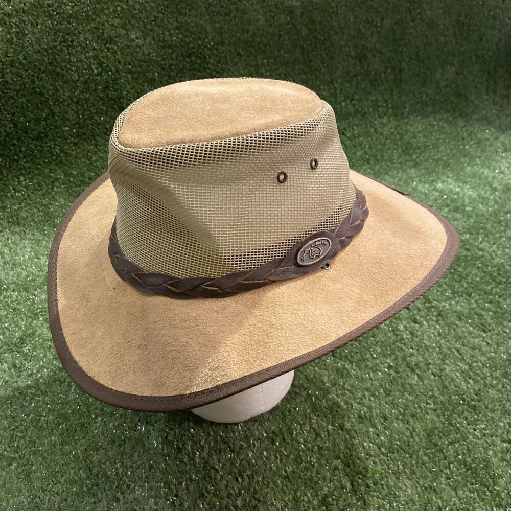 Vintage Coastline Hat Mesh Leather Suede Men/Womens Size Small Australia Cowboy